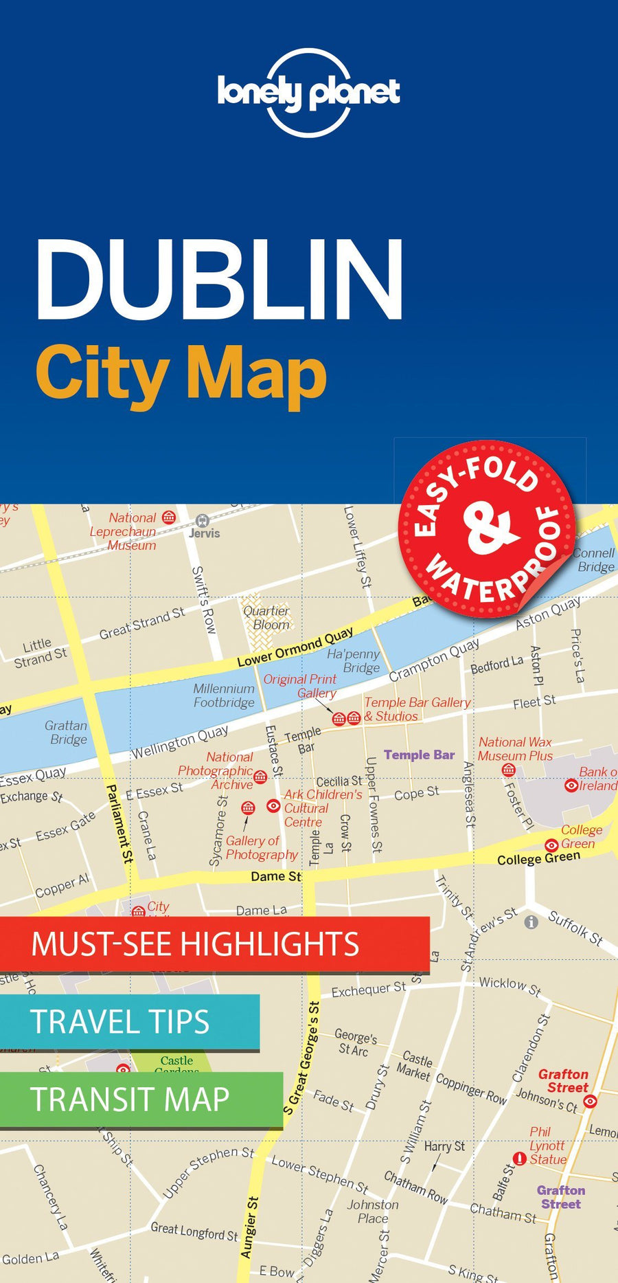 Plan de ville (en anglais) - Dublin | Lonely Planet carte pliée Lonely Planet 