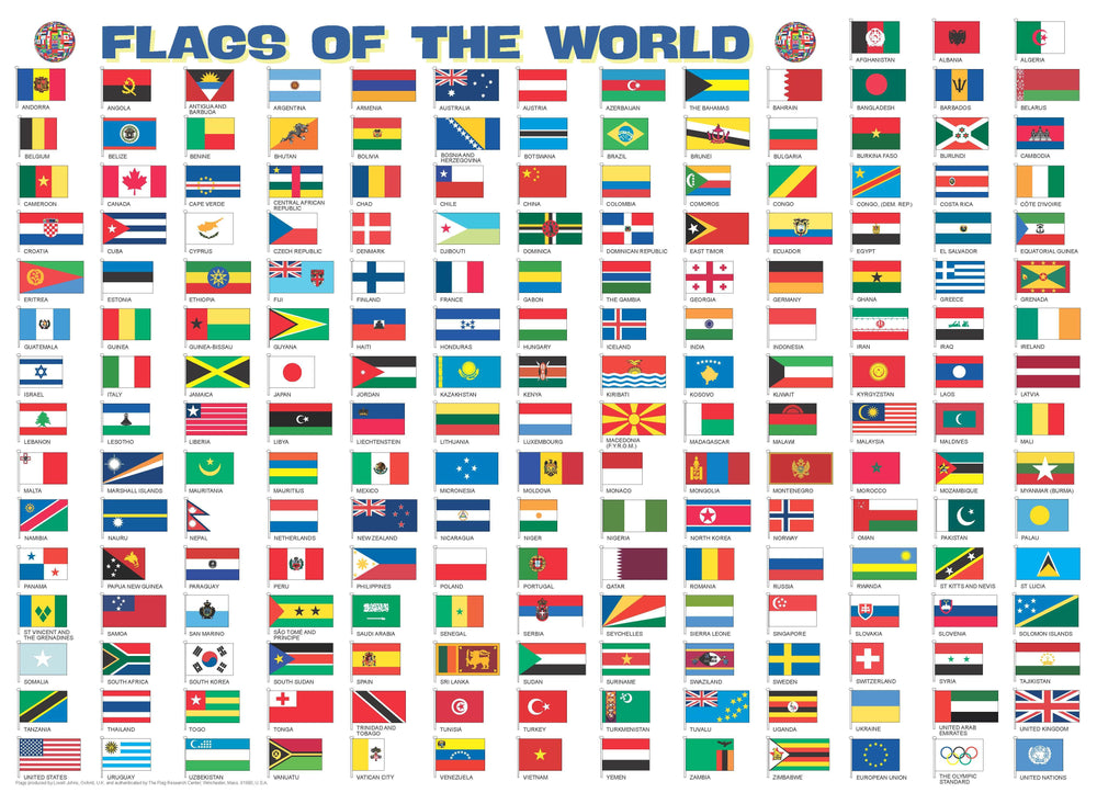 Puzzle magnétique - Drapeaux du monde (en anglais) - 100 pièces | Maps International puzzle Maps International 