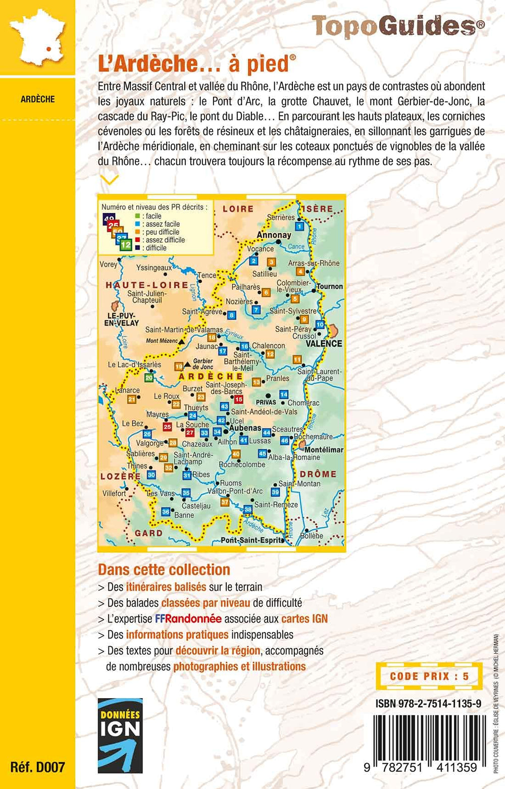 Topoguide de randonnée - L'Ardèche à pied | FFR guide de randonnée FFR - Fédération Française de Randonnée 