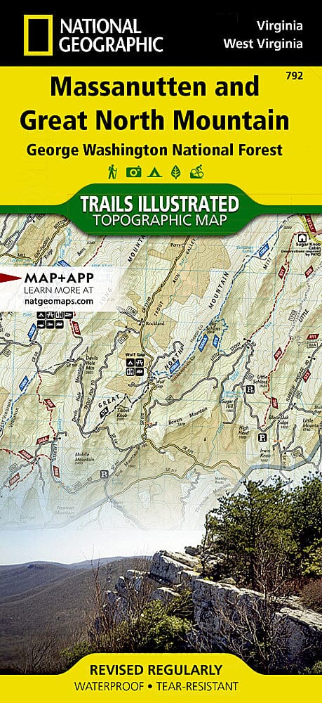 Trails Map of Massanutten & Great North Mountain, George Washington National Forest (Virginia), # 792 | National Geographic carte pliée National Geographic 