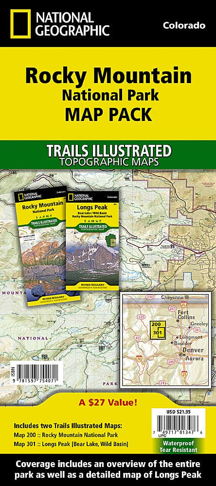 Trails Maps of Rocky Mountain National Park (Colorado), # 200, 301 (Pack Bundle) | National Geographic carte pliée National Geographic 