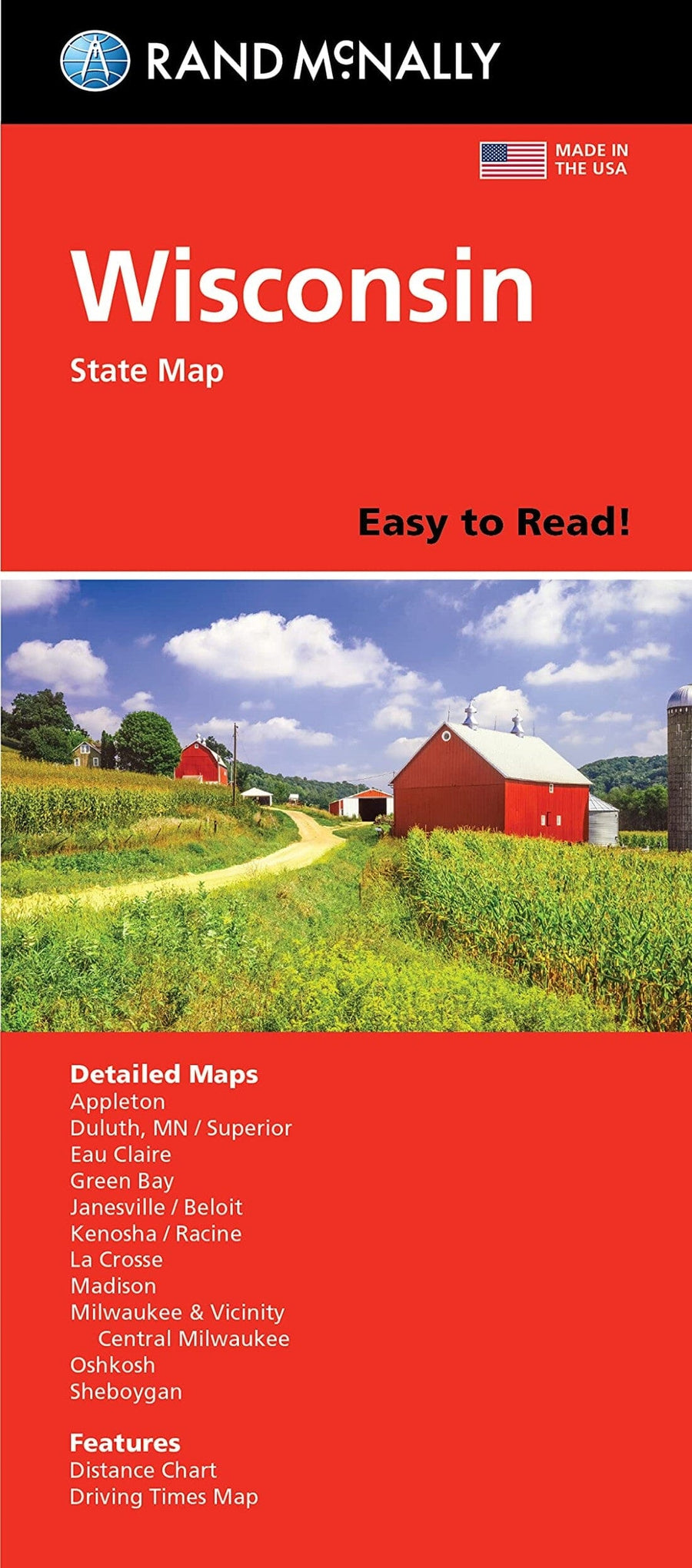Wisconsin, Easy to Read State Map | Rand McNally carte pliée 