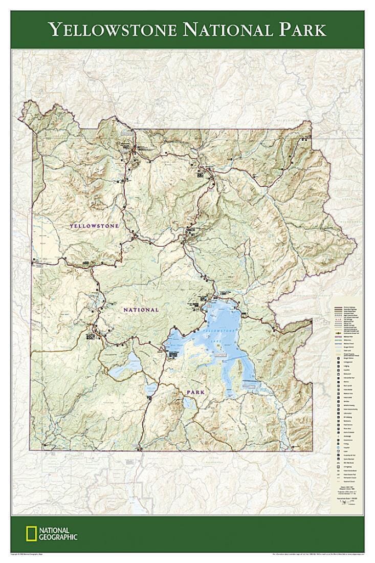 Yellowstone National Park Poster Wall Map (24 X 36 Inches) (Tubed) | National Geographic Wall Map 
